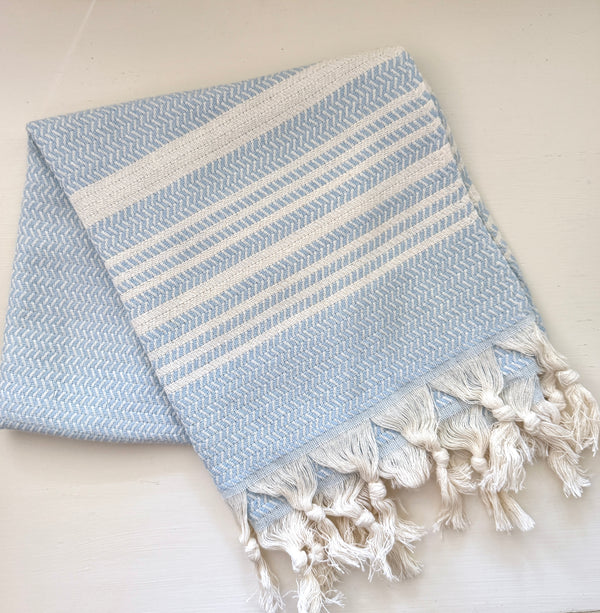 Powder Blue Turkish Hand Towel