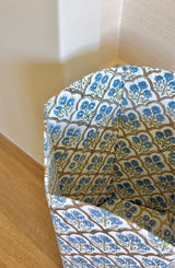 Blue Block Print Wastebasket