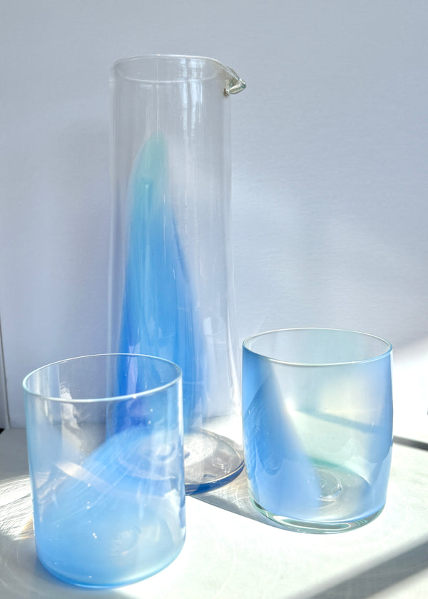 Ocean Blue Glass Pitcher