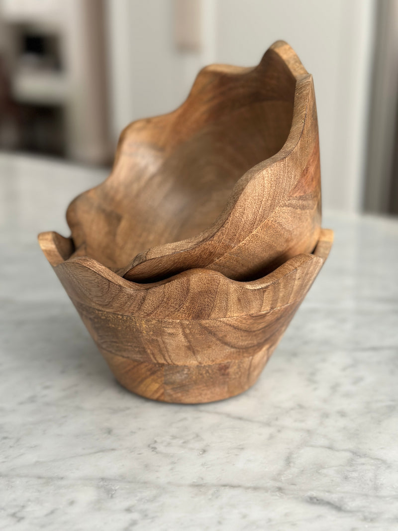 Scalloped Wood Bowl