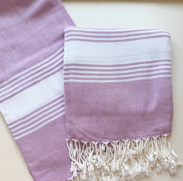 Purple + White Turkish Towel