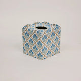 Blue Block Print Tissue Box Cover