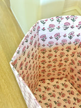 Pink Block Print Wastebasket
