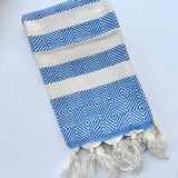 Royal Blue Diamond Turkish Hand Towel