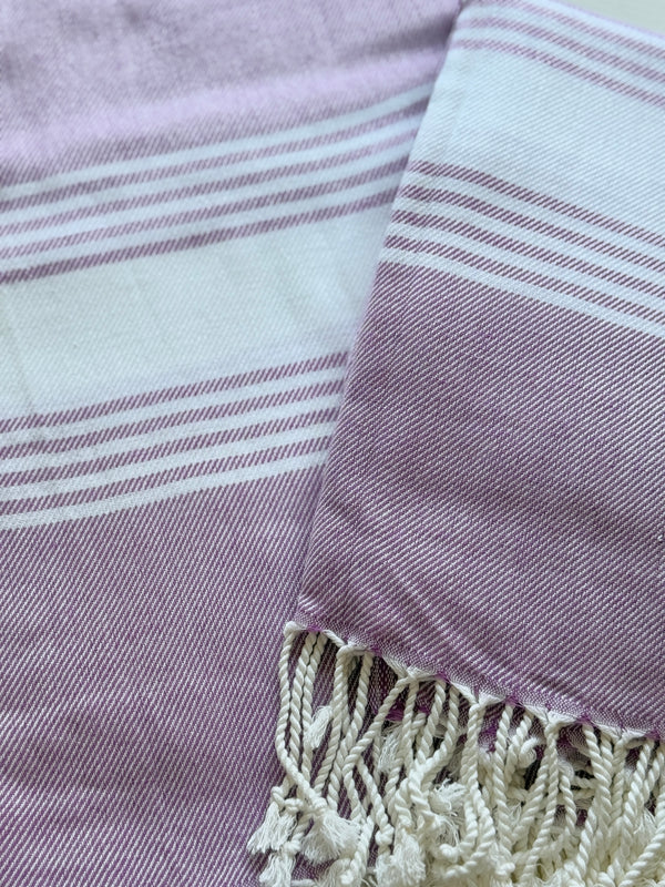 Purple + White Turkish Towel
