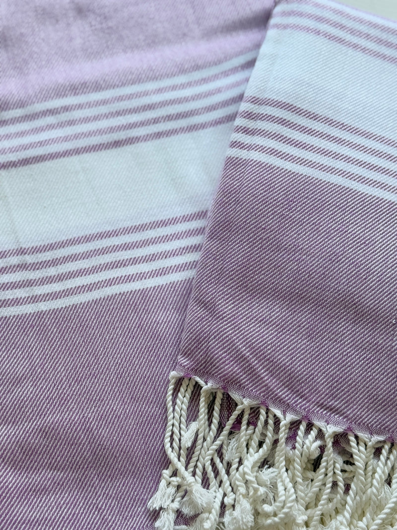 Purple + White Turkish Towel