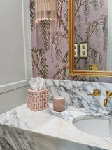 Pink Block Print Tissue Box Cover