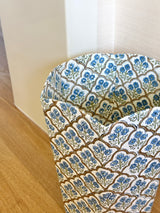 Blue Block Print Wastebasket