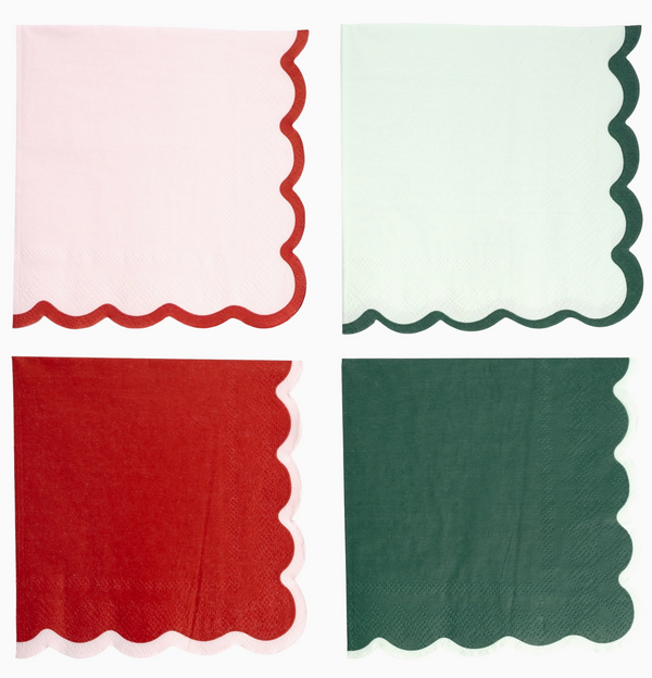 Scalloped Cocktail Napkin Set |Christmas Combo|