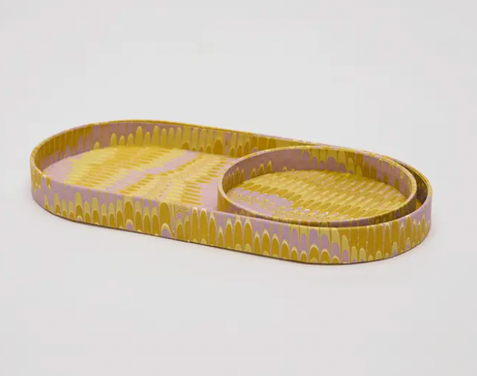 Marbled Round Desk Tray Set