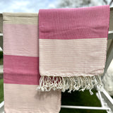Light Pink + Raspberry Turkish Towel