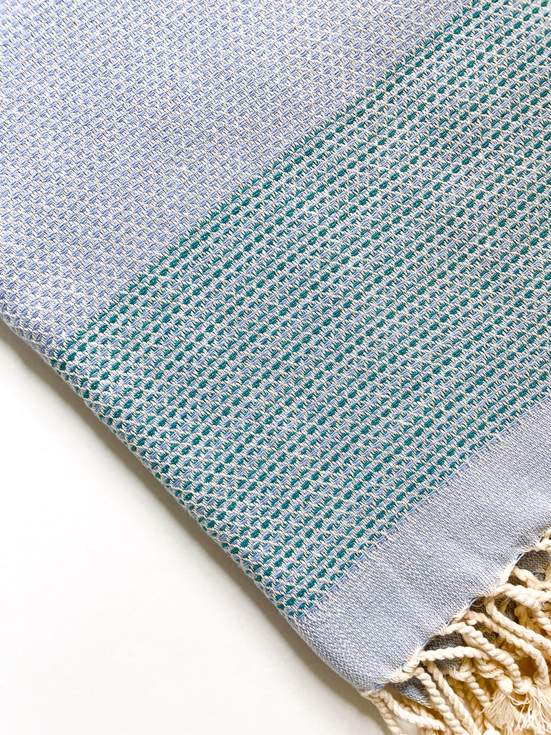 Light Blue + Green Turkish Towel