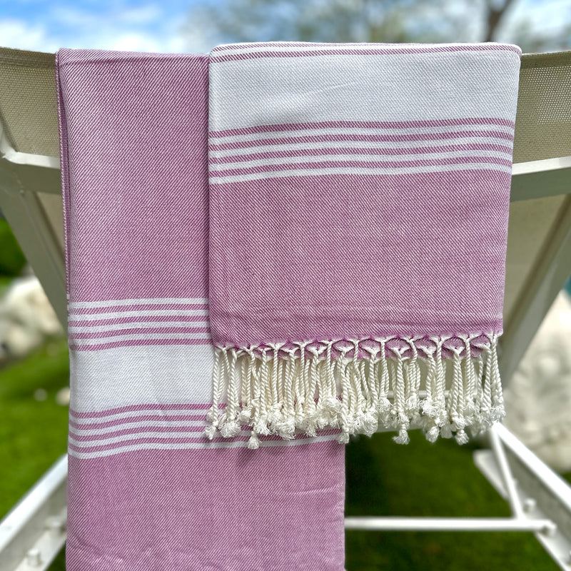 Purple + White Turkish Towel